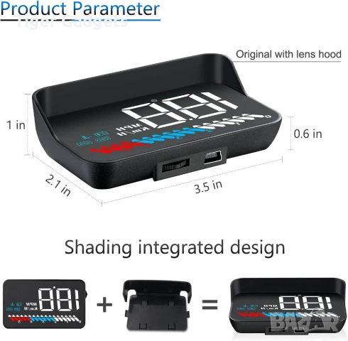 M7 Car HUD Head Up Display – OBD2 / GPS смарт дисплей за автомобил с проекция на предното стъкло, снимка 7 - Аксесоари и консумативи - 54494781