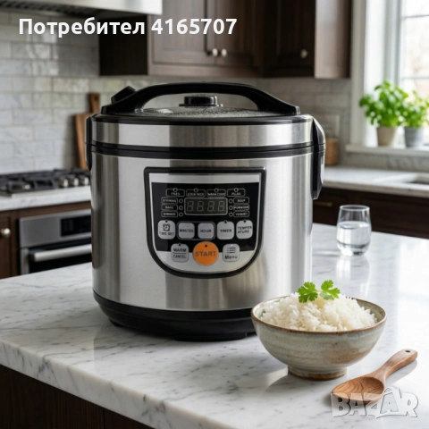 Оризоварка Cheffinger CF-RC5.0, 5L, 900W – XXL капацитет, таймер, инокс капак, снимка 4 - Други - 53978275