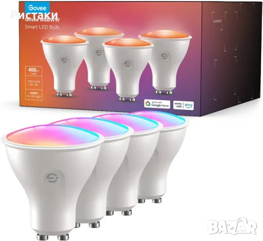 Комплект 4 х 4 броя комплекта LED крушки Govee H600D GU10 RGBWW