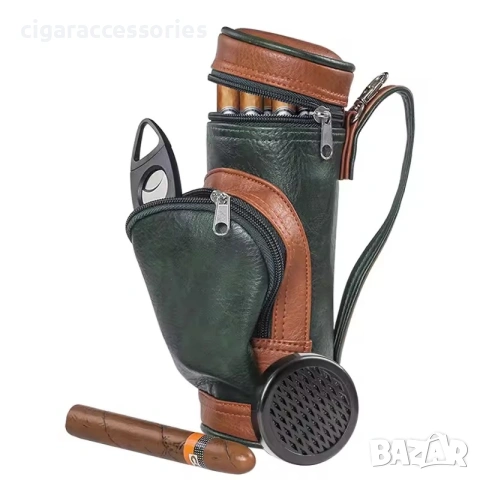 Кръгъл хумидор за 5 пури с джоб за аксесоари – Travel Humidor