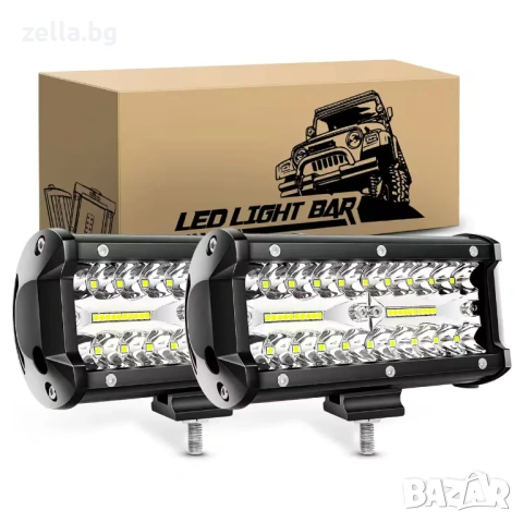 Комплект 2 броя LED BAR фарове 240W, 24000LM – IP68, 12V/24V, за трактор, камион, ATV, офроуд 10368, снимка 4 - Части - 54685076