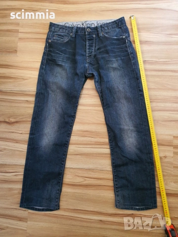 Мъжки дънки Calvin Klein Jeans W32, тъмносини 98,5% памук 1,5% еластин, снимка 12 - Дънки - 54606743
