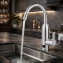 Електрически хромиран смесител с моментално загряване на водата и LCD екран - винаги топла вода, снимка 1