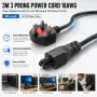 Резервен захранващ кабел за AC адаптер 3 метра, IEC C5 Mickey Mouse женски към NEMA 5-15P, снимка 3