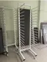 Прахово боядисани метални стелажи на колела, снимка 2