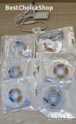 6 броя х 1метър COB LED ленти USB димируема с докосване – топло бяло , снимка 2 - Лед осветление - 55354405