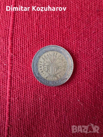 Френска монета от 2 евро Liberte Egalite Fraternite