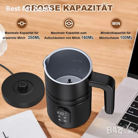 Електрически разпенител за мляко, индукционен разпенител за мляко 5 в 1 (350 мл), снимка 5 - Кафемашини - 55048960
