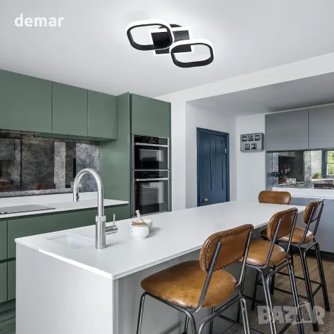 LED плафон/полилей за таван с две светещи модула 30W, 6000K, метал+силикон, снимка 3 - Лампи за таван - 55603235