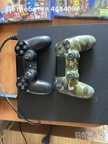 PS4 500GB с два джойстика 6 игри и геймърски слушалки 