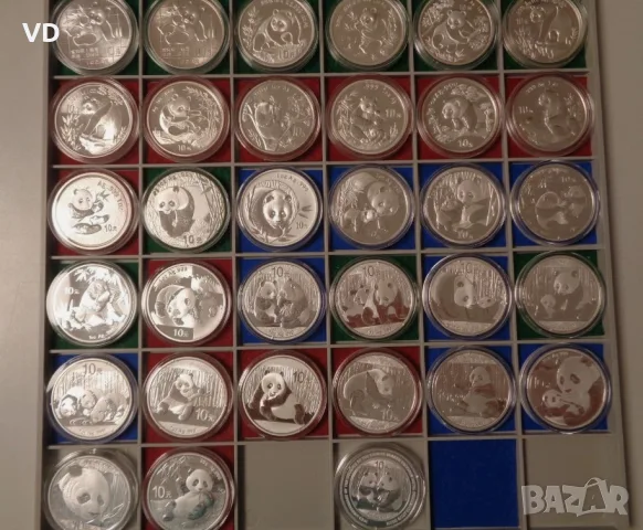 китайска панда 1 оз 1 oz инвестиционна сребърна монета