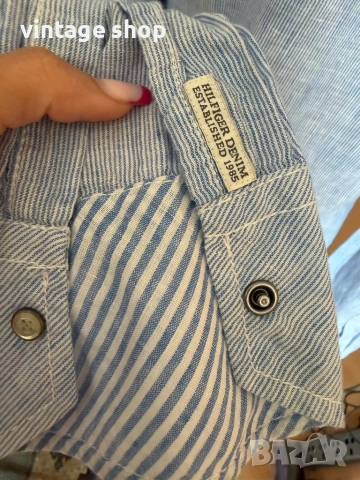 Риза морски десен райе Tommy Hilfiger, размер S/XS, снимка 6 - Ризи - 54627210