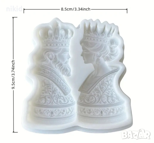 Цар Царица Крал Кралица мъж жена силиконов молд форма фондан шоколад гипс декор, снимка 3 - Форми - 53979031