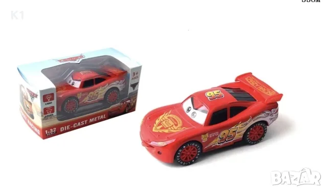 Метална кола МакКуин със звук и светлина McQueen's Cars количка 1:32
