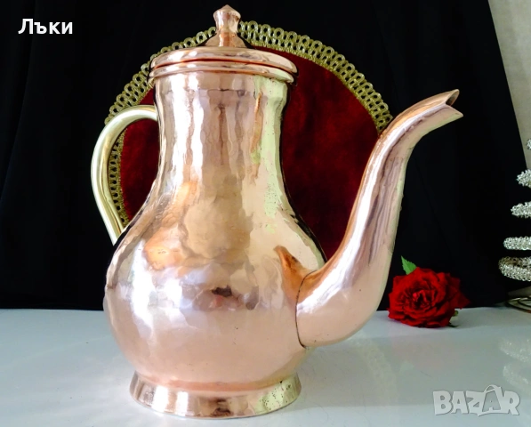 Медна кана,чайник,чиста червена мед 1.5 л.,800 гр. , снимка 6 - Антикварни и старинни предмети - 54988773