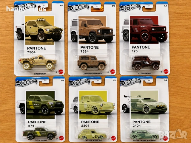 Hot Wheels Silver Series Pantone – пълен сет 6/6 (1:64)