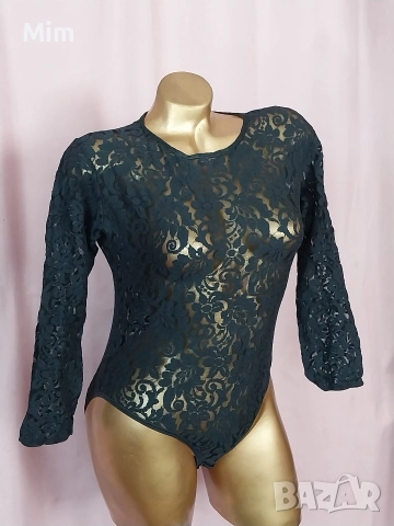 S/M Черно ,еластично, дантелено боди 