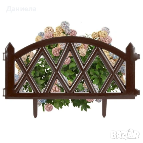 Декоративна кафява градинска ограда 50x30 см – комплект 6 бр., 300 см , снимка 4 - Декорация за дома - 54839501