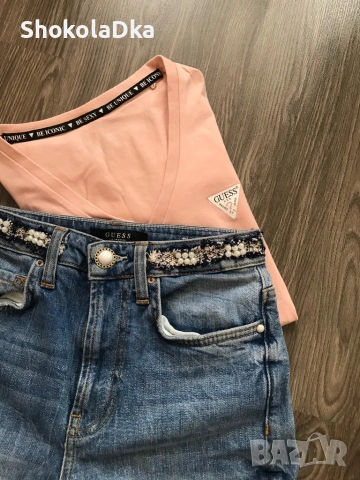 Нови дънки и тениска Guess - XS
