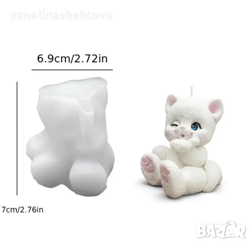 3D коте въздушна целувка силиконов молд форма свещи гипс сапун смола фондан декорация торта , снимка 4 - Форми - 55535230
