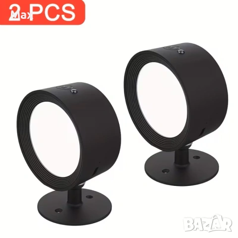 2 бр. RGB нощни светлини със смяна на цвета с дистанционно, магнитна връзка, вградена батерия, снимка 7 - Лампи за стена - 54108259