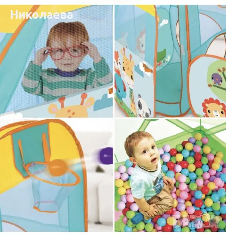 Палатка с басейн с топки Fisher price, снимка 3 - Играчки за стая - 55423939