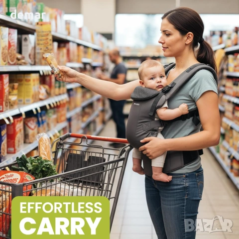 Бебешко кенгуру, регулируемо за бебета и малки деца, сиво, снимка 6 - Кенгура и ранички - 54342329