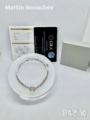 Сребърна гривна с мойсанит (Диамант) 2 карата, снимка 2 - Гривни - 54880975