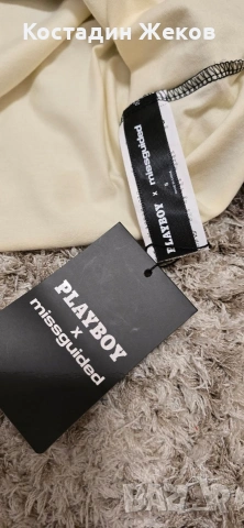  Нов със етикет. Оригинален дамски кроп топ Missguided x Playboy Long Sleeve Raglan Crop Top , снимка 11 - Корсети, бюстиета, топове - 55215669