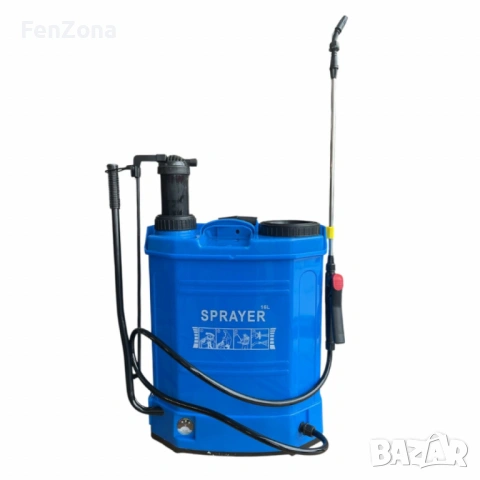 Пръскачка 2 в 1 с батерия и зарядно– 16 литра, синя