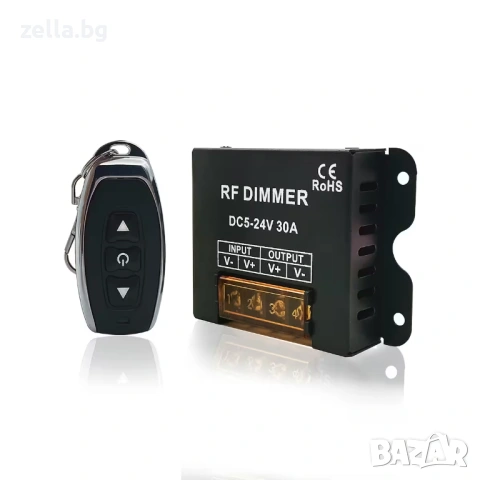 LED димер за едноцветни ленти 5V 12V 24V 30A с RF дистанционно – PWM контролер до 720W 10400, снимка 8 - Друга електроника - 54692085