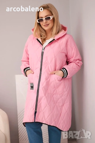 Дамско ватирано яке Plus Size с качулка и спортни маншети, 11цвята , снимка 13 - Якета - 51447954