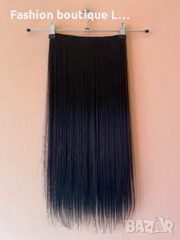 Черна треса екстеншън 100 гр. с дължина 60 см. ширина 25 см. с 5 щипки може да се къдри и изправя ❤️