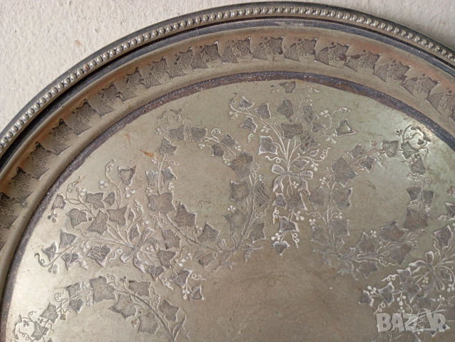посребрена месингова табла,поднос арт деко, снимка 2 - Антикварни и старинни предмети - 54286301