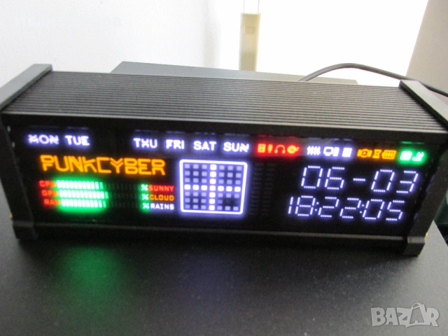 PUNKCYBER настолен дигитален часовник с VFD дисплей нов, снимка 2 - Друга електроника - 54766386