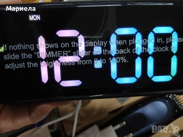 FM радио будилник / Дигитален часовник / LED дисплей с димер 0-100%