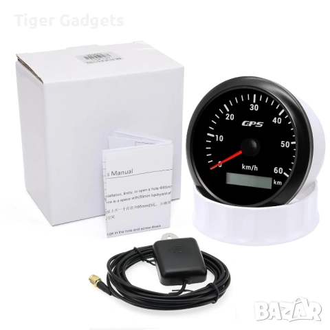Километраж GPS Speedometer 85mm 0-60 km/h – GPS километраж с 7-цветна LED подсветка и одометър, IP67, снимка 5 - Части - 54658329