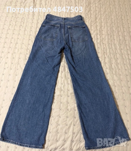 Сини широки дънки HM wide leg pants , снимка 2 - Дънки - 54789969