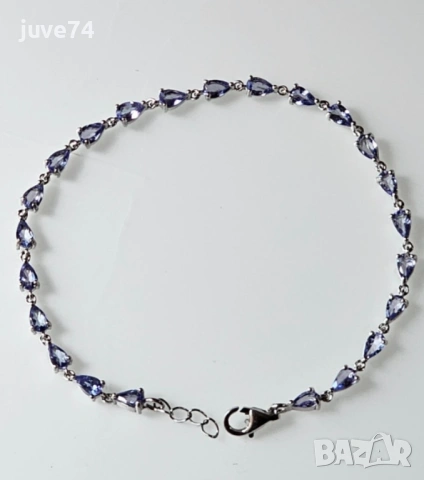 СРЕБЪРНА ГРИВНА С ТАНЗАНИТ (ТАНЗАНИЯ), снимка 5 - Гривни - 54344863