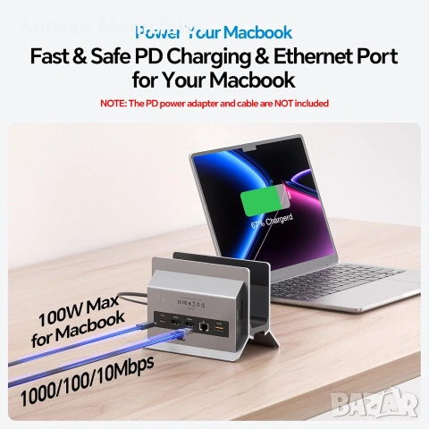 Докинг станция PULWTOP 10 in 1 за MacBook, снимка 5 - Кабели и адаптери - 55030875