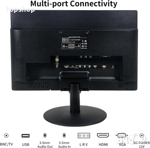 Нов мултифункционален монитор SKitphrati 15.6 инча HDMI VGA BNC USB , снимка 6 - Монитори - 54965427