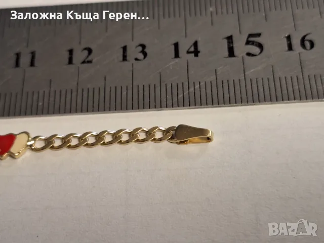 Бебешка златна гривна 3,34гр., снимка 3 - Гривни - 55525870