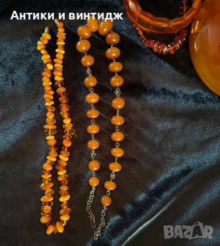 Ретро лот: кехлибарени бижута от СССР (гривна и колиета) / Естествен балтийски кехлибар, снимка 7 - Други - 55173080