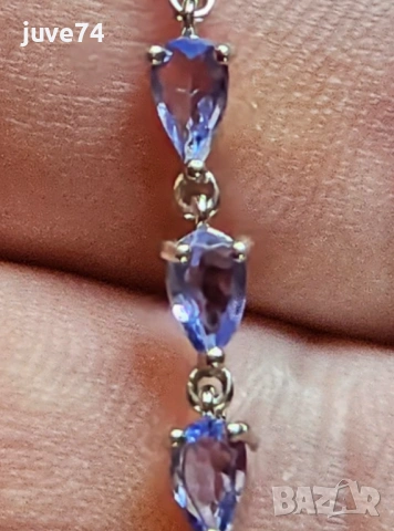 СРЕБЪРНА ГРИВНА С ТАНЗАНИТ (ТАНЗАНИЯ), снимка 8 - Гривни - 54344863