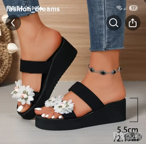 Чехли на платформа с 3D цветя, снимка 2 - Чехли - 53955197