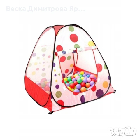 Детска палатка 3в1 с тунел и басейн за топки, Червена, 270 см, снимка 8 - Други - 54568288