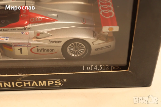 1:43 MINICHAMPS AUDI R8 LE MANS КОЛИЧКА РАЛИ МОДЕЛ, снимка 4 - Колекции - 54000155