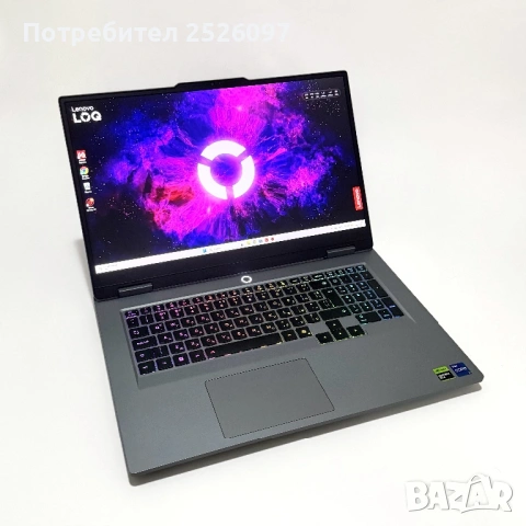 Lenovo LOQ Gen 10/17.3” 165Hz/RTX 5050/i7-13650HX/24GB DDR5/RGB/Гаранция, снимка 2 - Лаптопи за игри - 54836395