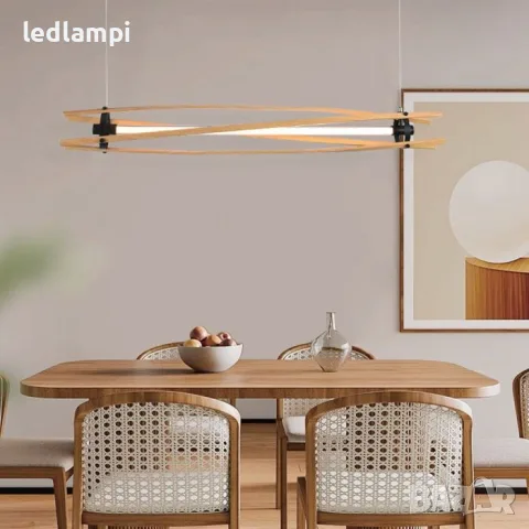 LED Полилей 15W Дизайн Дърво + Черно Тяло Топло Бяла Светлина, снимка 5 - Полилеи - 40765716