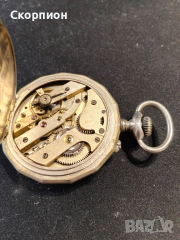 Швейцарски джобен часовник посребрени капаци - Argentan -  Цилиндър - РЯДЪК, снимка 12 - Джобни - 50823822